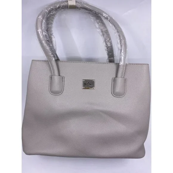 Jessica Moore Gray Large Faux Leather Tote Bag - Picture 4 of 11